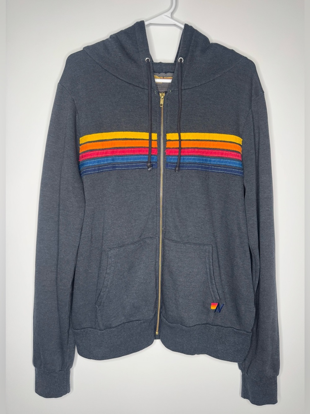 Aviator Nation 5 Stripe Zip Up Hoodie